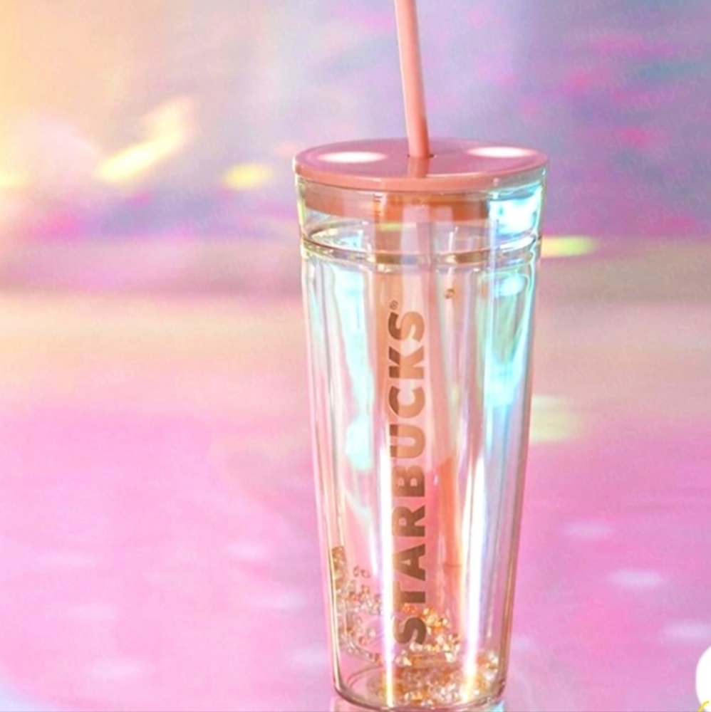 HTF!Starbucks 2021 Iridescent Pale Rose Gold Double Wall Glass Tumbler